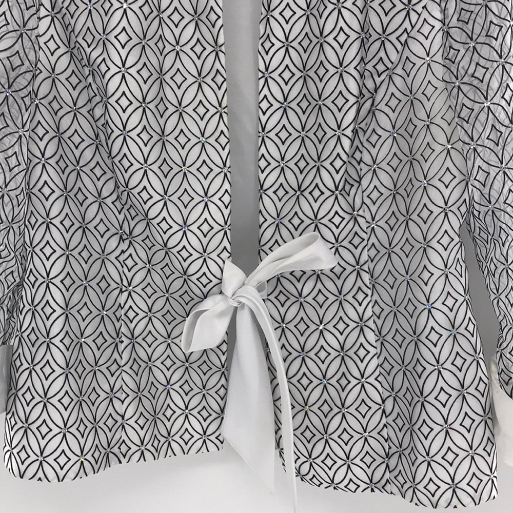 R&M Black/White Sequence Diamond Sheer Blazer Sz12 - Picture 3 of 12
